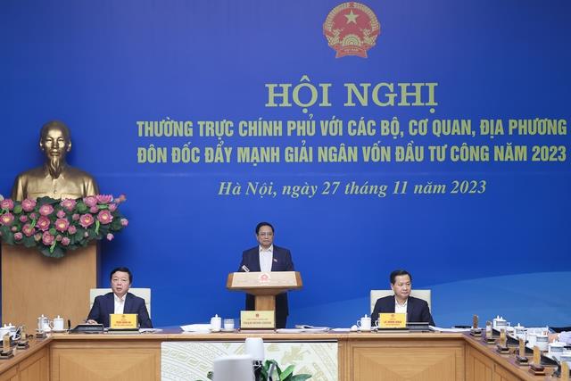 Thủ tướng Phạm Minh Chính chủ trì Hội nghị trực tuyến của Thường trực Chính phủ với các bộ, cơ quan Trung ương, địa phương về kiểm điểm, đánh giá tình hình, đôn đốc đẩy mạnh giải ngân vốn đầu tư công năm 2023.