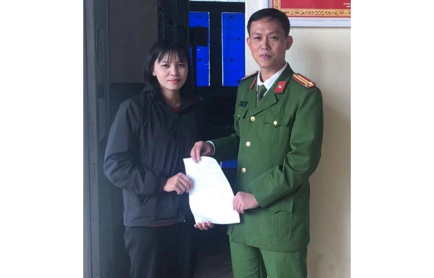Chị Nguyễn Thị Thơm gửi thư cảm ơn Công an xã Đắk Ha.