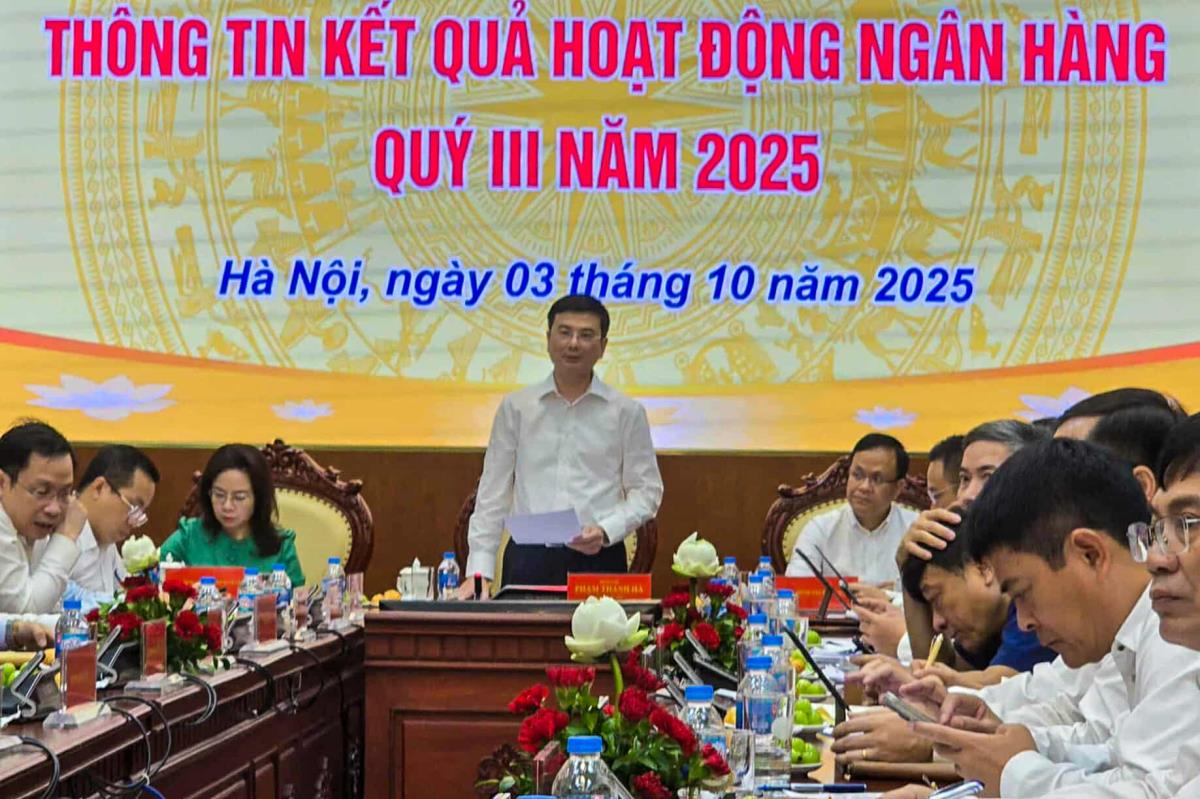 Phó Thống đốc Ngân hàng Nhà nước Phạm Thanh Hà phát biểu tại họp báo. Ảnh: Bnews