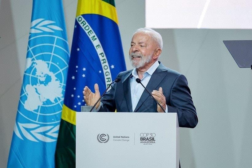 Tổng thống Brazil Lula da Silva phát biểu tại lễ khai mạc COP30 ngày 10-11. Ảnh: EPA