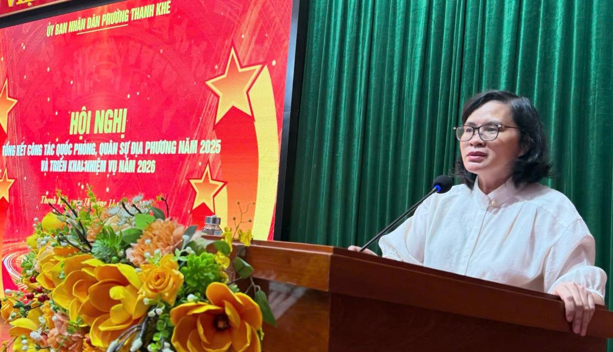 Chủ tịch UBND phường Thanh Khê Trần Tường Vân phát biểu kết luận Hội nghị.