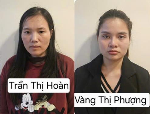 Bị can Trần Thị Hoàn và Vàng Thị Phượng.