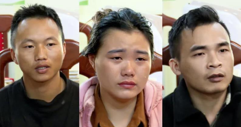 Phử, Sơ, Hiếu (từ trái qua phải) tại cơ quan công an. (Ảnh: Công an tỉnh Lai Châu)