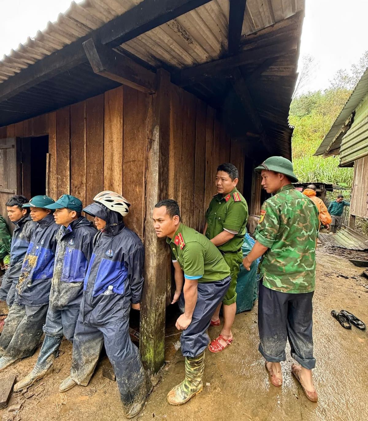 Công an xã Hùng Sơn giúp nhân dân thu hoạch lúa ứng phó cơn bão số 13