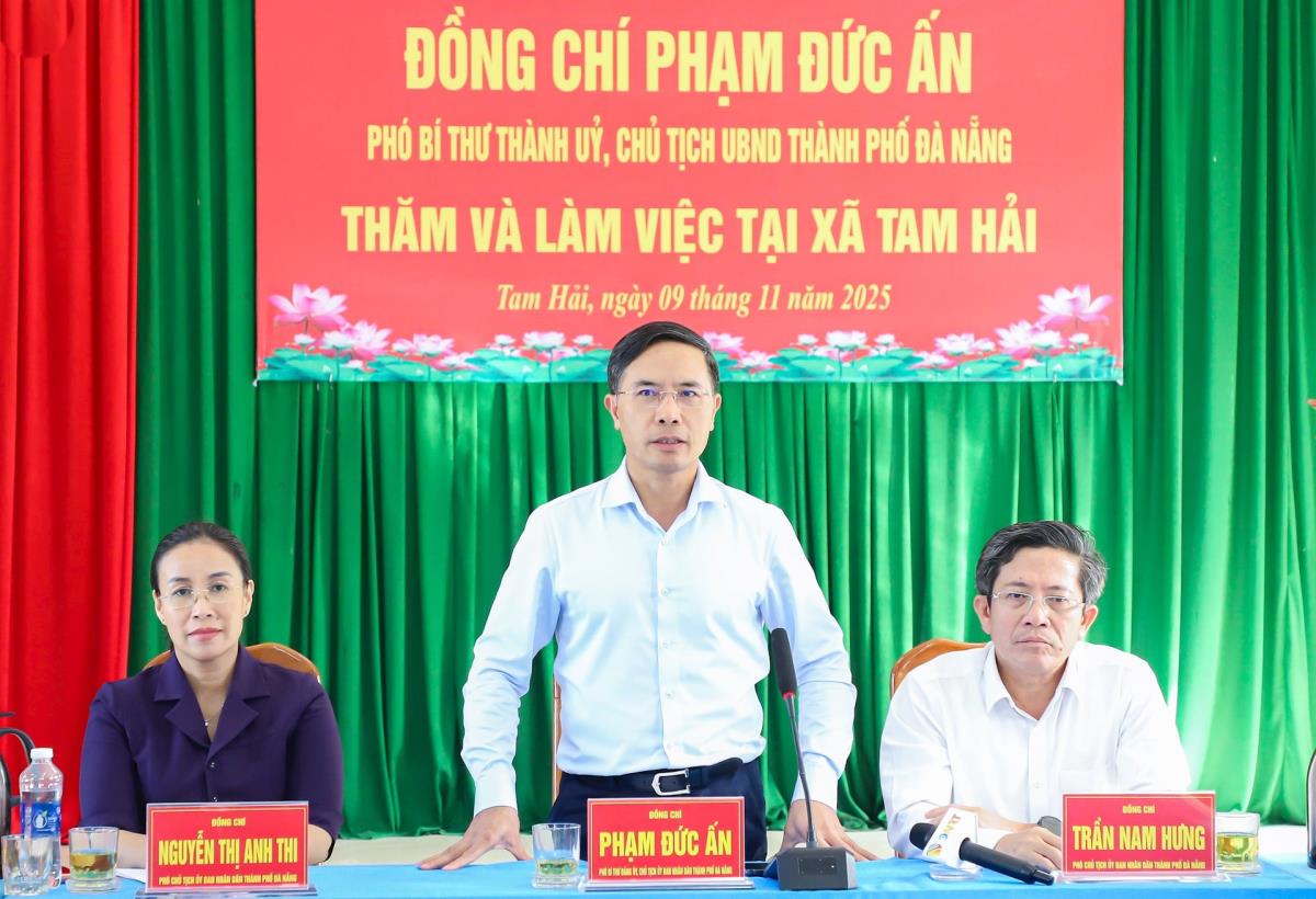 Chủ tịch UBND thành phố Phạm Đức Ấn phát biểu kết luận buổi làm việc.