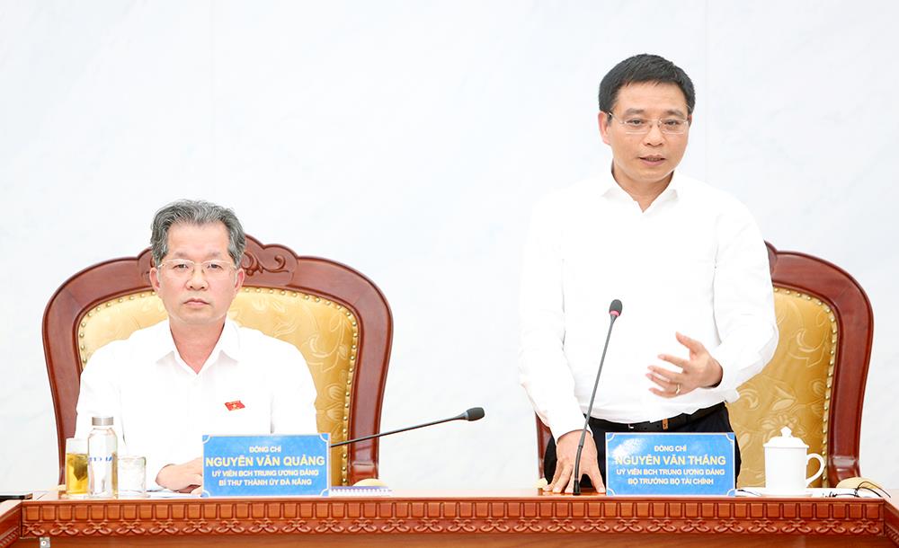 Bí thư Thành ủy Đà Nẵng phát biểu tại cuộc làm việc. Ảnh: mof.gov.vn
