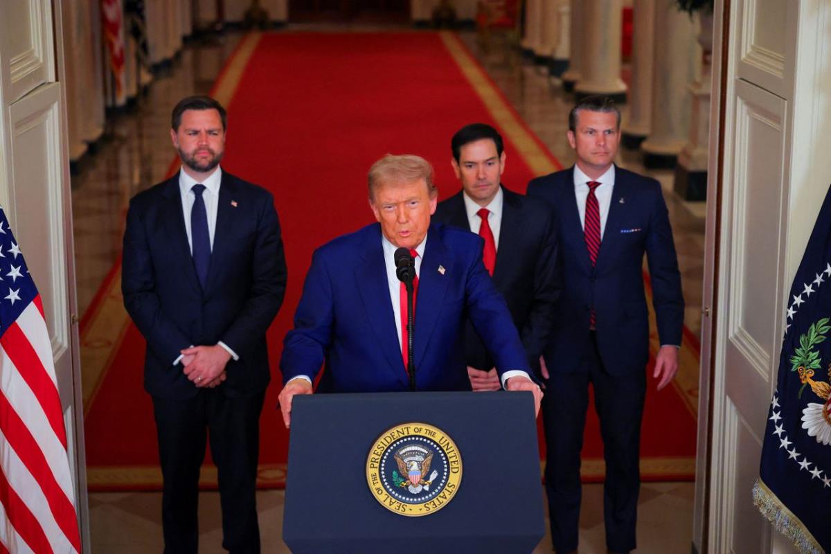 Tổng thống Donald Trump có bài phát biểu tại Nhà Trắng sau cuộc tấn công của Mỹ vào các cơ sở hạt nhân của Iran. Ảnh: Reuters