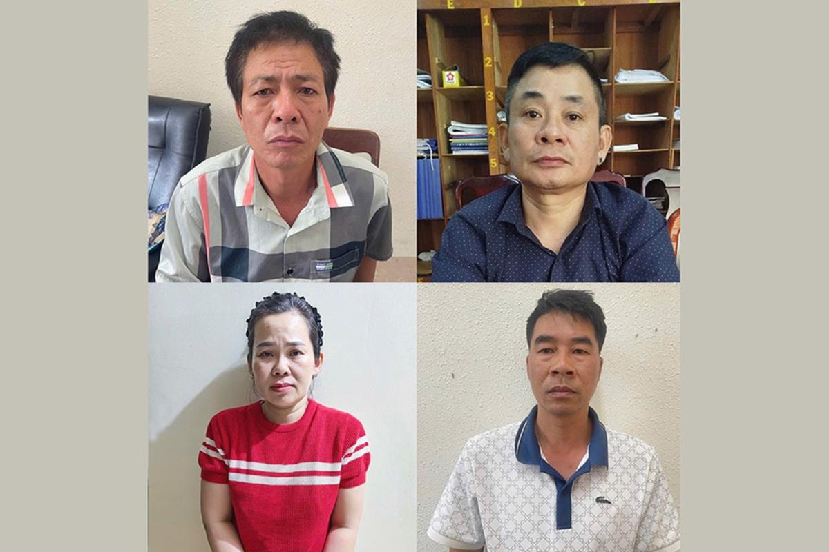 Từ trái sang, từ trên xuống, các đối tượng: Nguyễn Quang Lương, Phạm Anh Tuấn, Phạm Quỳnh Trang, Phạm Trung Tĩnh.