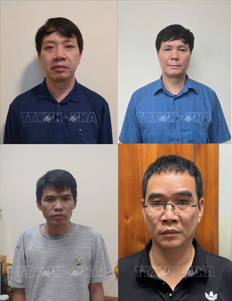 Từ trái qua và trên xuống, các bị can: Lê Đức Giang, Phạm Văn Hoành, Nguyễn Thế Hùng, Nguyễn Văn Tâm. Ảnh: TTXVN