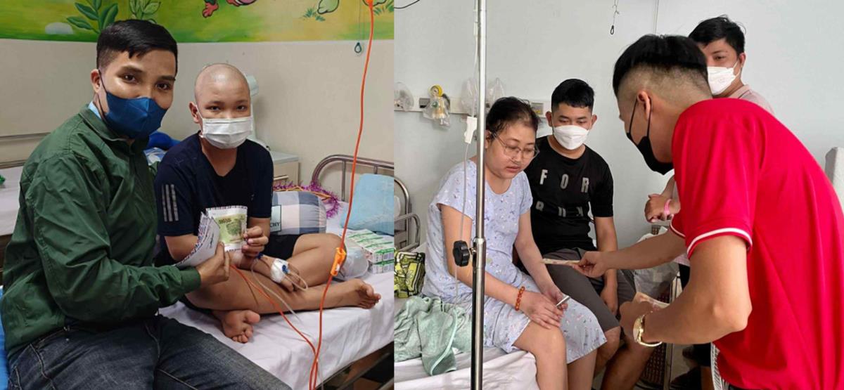 Thay mặt các tấm lòng hảo tâm, anh Phan Xuân Phúc trao quà hỗ trợ cho các bệnh nhân có hoàn cảnh khó khăn.