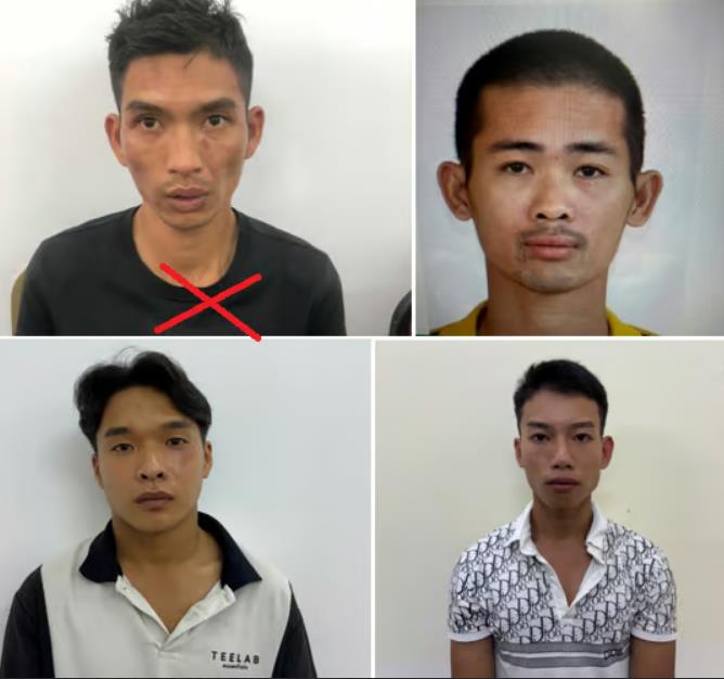 Các đối tượng Phạm Văn Trường (X), Vũ Hữu Cương, Đỗ Thành Đạt và Trần Ngọc Tân (ảnh CA TP. Hải Phòng)