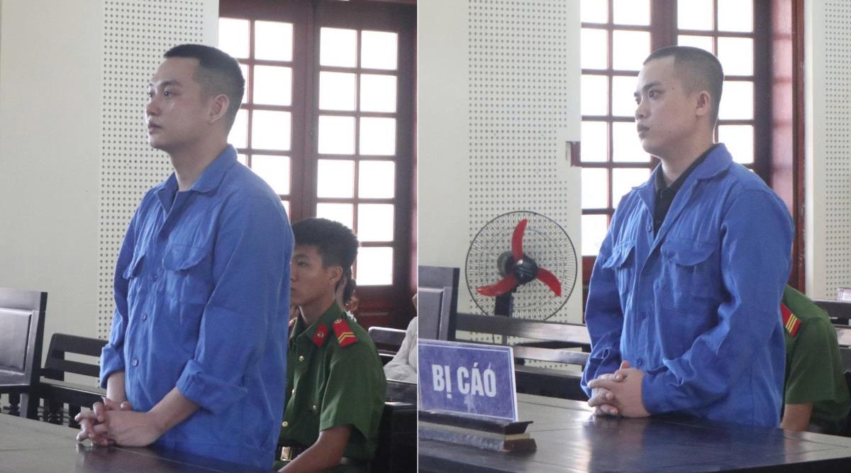 Hai bị cáo Nguyễn Văn Hướng và Lưu Văn Trung tại tòa.