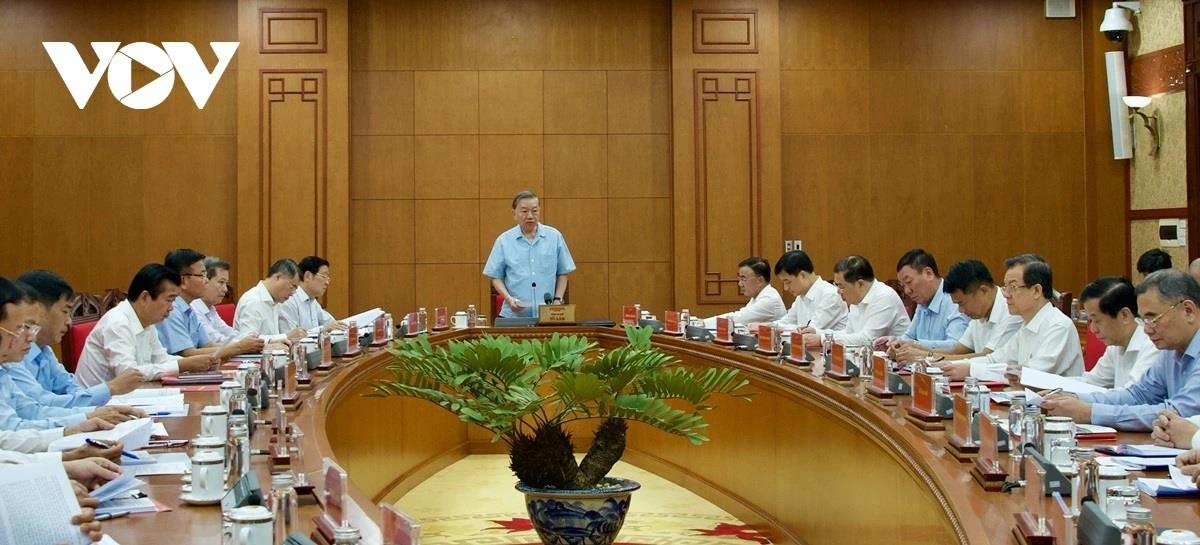 Tổng Bí thư Tô Lâm, Trưởng Ban Chỉ đạo Trung ương về phòng, chống tham nhũng, lãng phí, tiêu cực chỉ đạo tại hội nghị