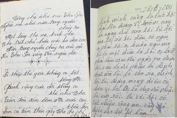 Những dòng nhật ký của tử tù Nguyễn Thành Luân khi viết về cha mẹ.