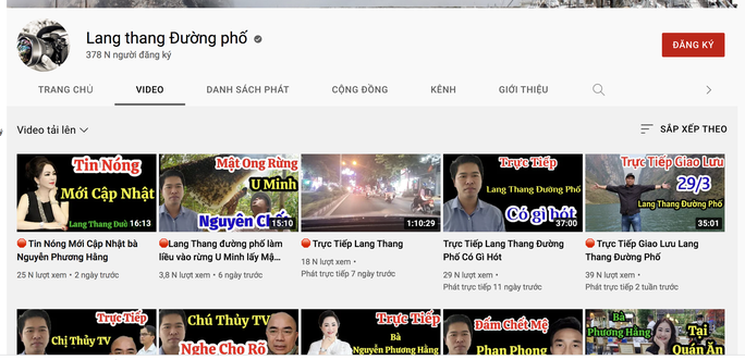 Kênh YouTube "Lang Thang Đường Phố"