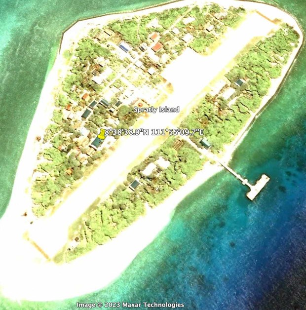 Ảnh chụp đảo Trường Sa Lớn trên ứng dụng Google Maps thời điểm năm 2018. 