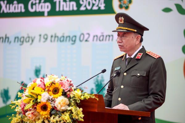 Bộ trưởng Tô Lâm phát biểu tại Lễ phát động “Tết trồng cây năm 2024 - Vì một Việt Nam xanh”