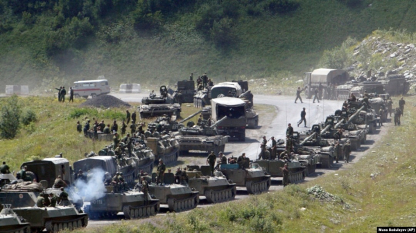 Thiết giáp Nga trong cuộc xung đột ở Gruzia năm 2008. Ảnh: AP