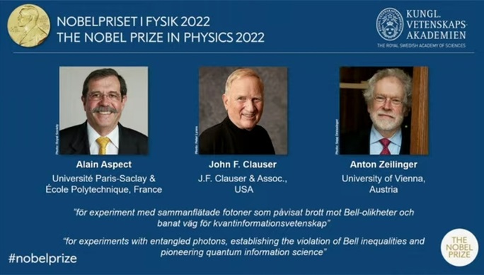 3 nhà khoa học được vinh danh Giải Nobel Vật lý 2022. Ảnh: Nobel Prize