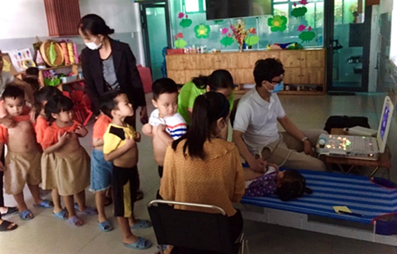 Tầm soát tim miễn phí cho các em học sinh tại trường Mầm non Trúc Xinh, P.Hòa Khánh Nam.