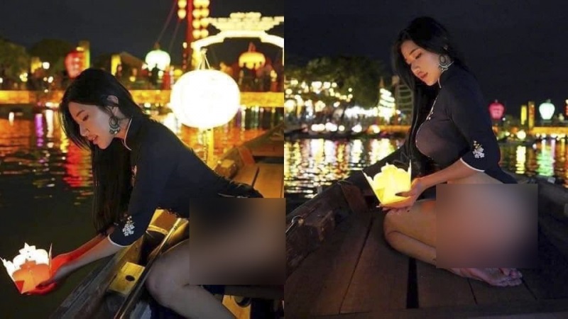 Du khách Siew Pui Yi đăng tải hình ảnh ăn mặc nhạy cảm tại Phố cổ Hội An lên mạng xã hội.