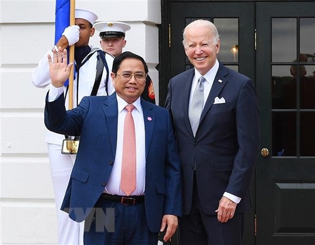 Tổng thống Hoa Kỳ Joseph Robinette Biden Jr. đón Thủ tướng Phạm Minh Chính.