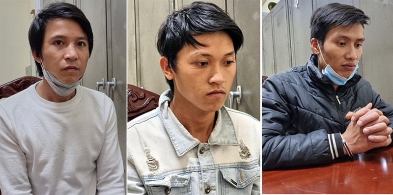 Các đối tượng gây án bị bắt giữ (Nguyễn Hồng Thuận, Nguyễn Hải Triều và Trần Duy Phong).