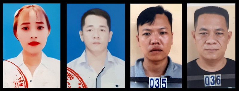 Các đối tượng trong đường dây mua bán giấy tờ giả bị khởi tố, gồm: Phạm Thu Hương, Phạm Thùy Ninh, Phạm Hải Duy, Hàn Văn Hiền (từ trái qua).