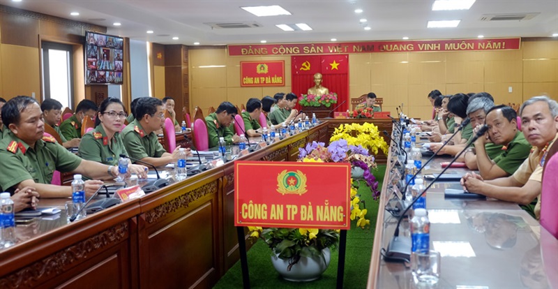 Đại biểu tham dự Hội nghị tại điểm cầu Công an thành phố Đà Nẵng.