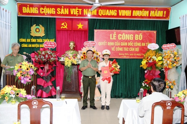 Thượng tá Lê Thị Hồng Nhung làm Trưởng Công an huyện Quảng Điền.