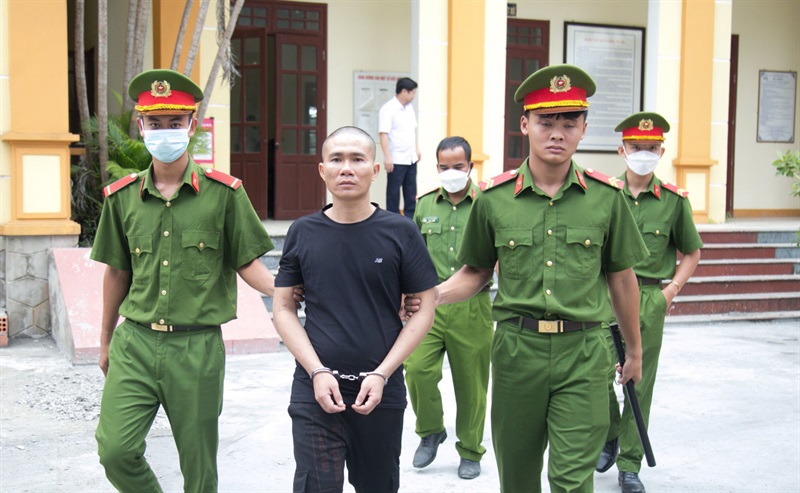 Bị cáo Đoàn Trân tại điểm cầu xét xử Trại giam CA tỉnh Quảng Trị.