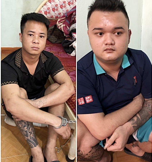 Nguyễn Đức Thắng và Vương Văn Vui lúc bị bắt.