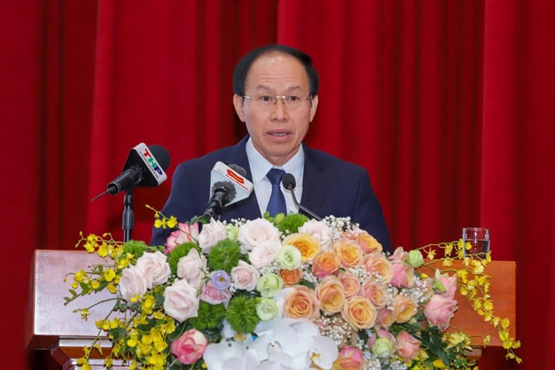 Ông Lê Tiến Châu, tân Bí thư Thành ủy Hải Phòng phát biểu tại Hội nghị.