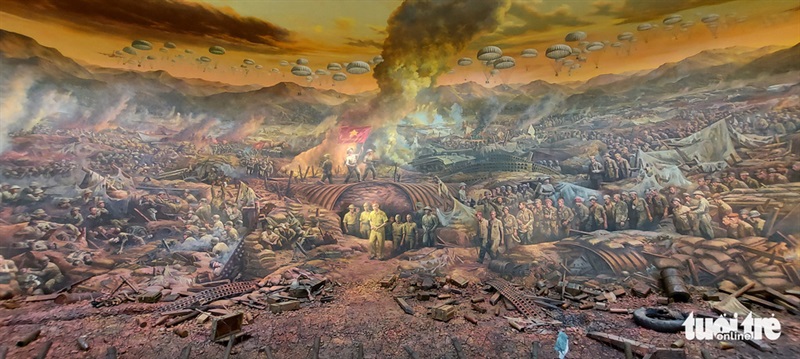 Bức tranh panorama về trận Điện Biên Phủ đoạt đúp 2 giải thưởng lớn. (ảnh Báo Tuổi trẻ)