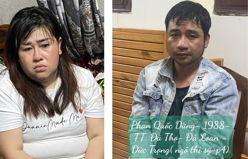 Hai đối tượng Huỳnh Thị Thu Trang và Phan Quốc Dũng bị bắt giữ.