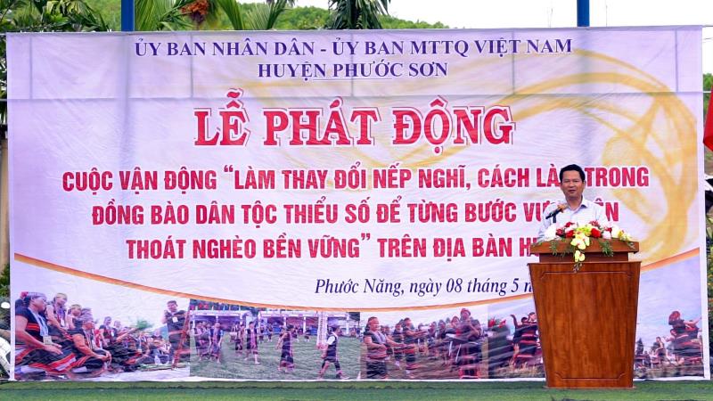 Ông Lê Quang Trung - Chủ tịch UBND huyện Phước Sơn phát biểu tại lễ phát động.