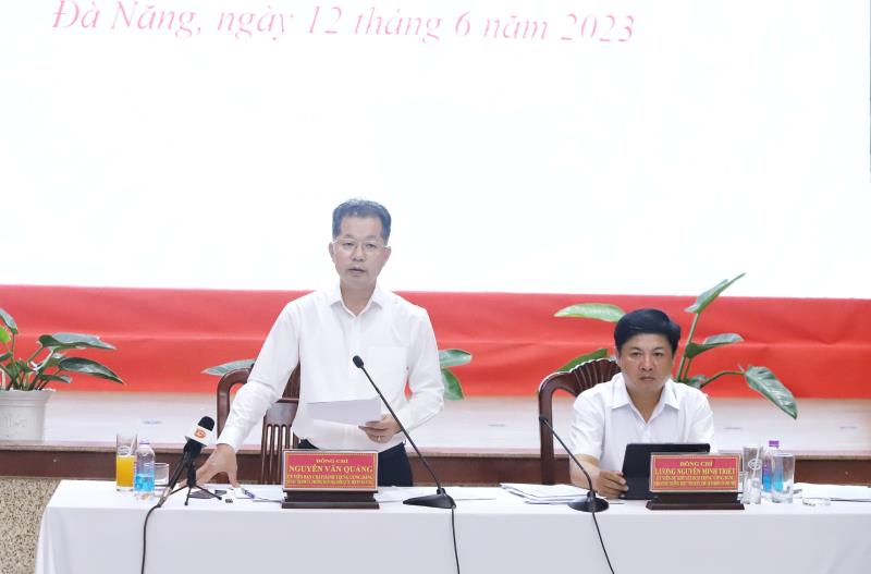 Bí thư Thành ủy Nguyễn Văn Quảng phát biểu chỉ đạo tại buổi làm việc.