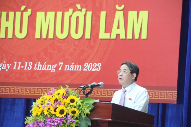 Ông Phan Việt Cường - Bí thư Tỉnh ủy, Chủ tịch HĐND tỉnh Quảng Nam phát biểu khai mạc kỳ họp.