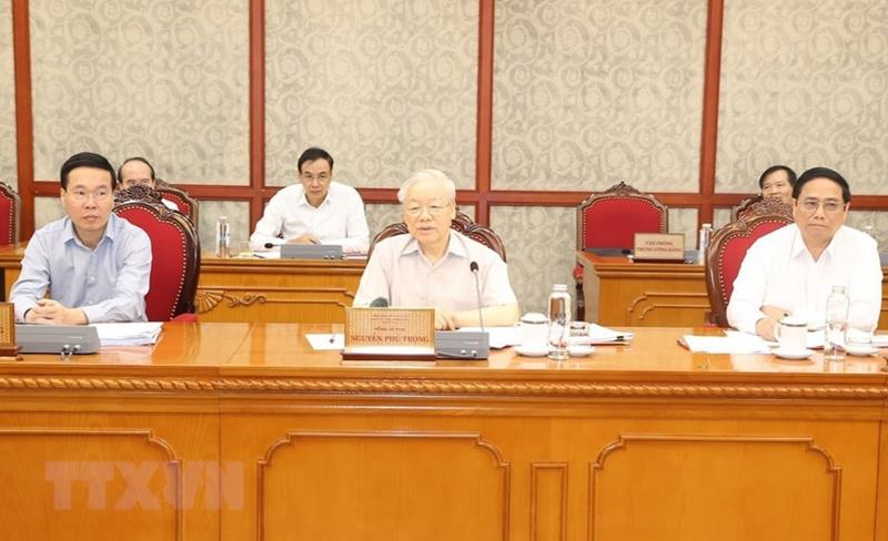 Tổng Bí thư Nguyễn Phú Trọng chủ trì cuộc họp.