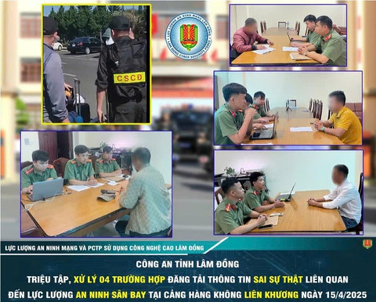 Lâm Đồng: Xử lý 4 cá nhân đăng video sai sự thật về an ninh sân bay Liên Khương