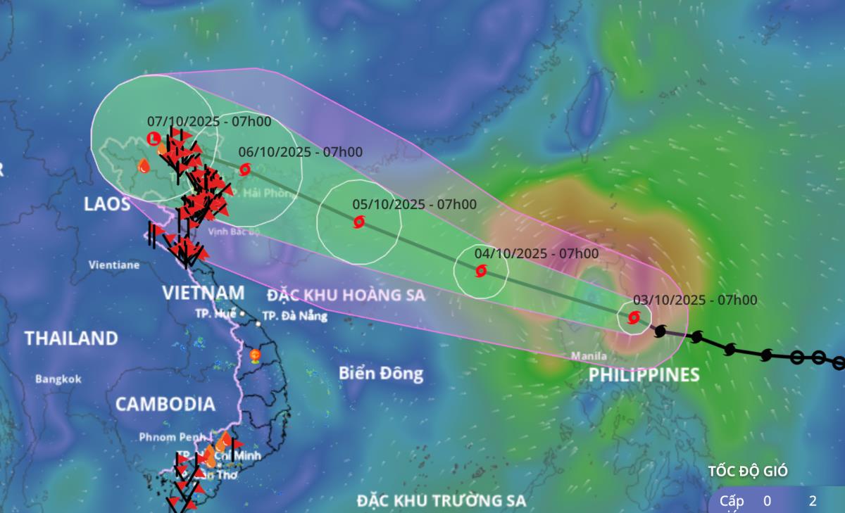 Dự báo vị trí và hướng di chuyển bão Matmo - Ảnh: VNDMS