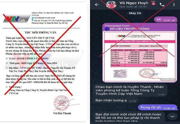 Cảnh báo giả mạo nhân viên Truyền hình Cáp Việt Nam tuyển dụng cộng tác viên làm nhiệm vụ hưởng hoa hồng