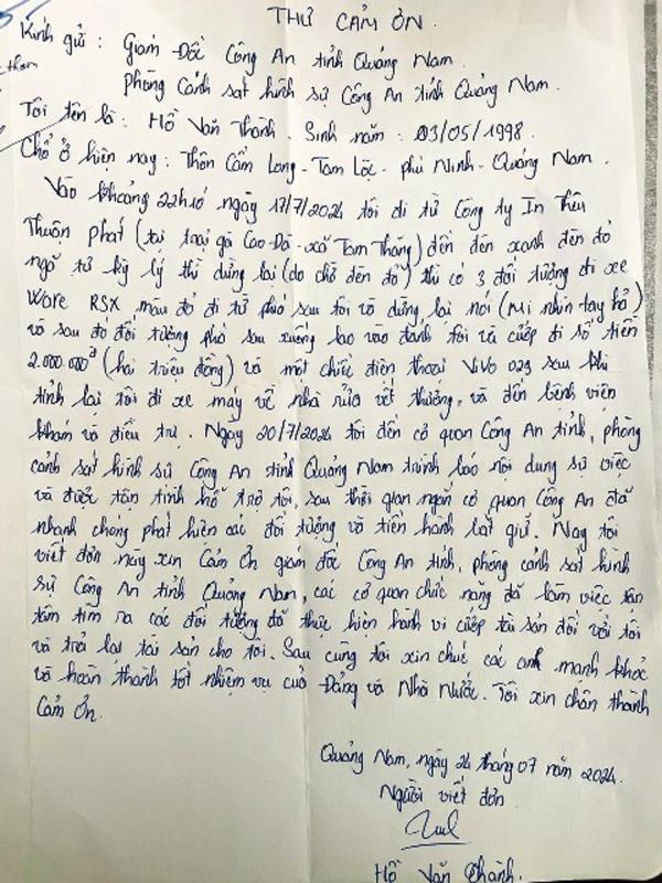 Phía sau một lá thư cảm ơn