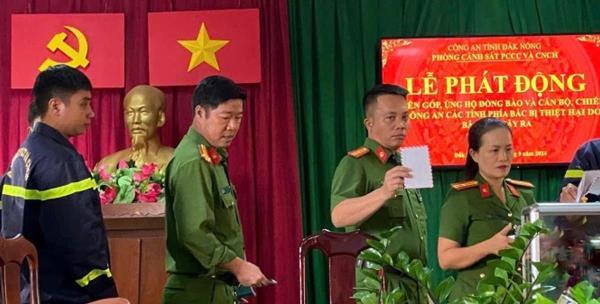 Công an các đơn vị, địa phương ở tỉnh Đắk Nông tiếp tục quyên góp, ủng hộ đồng bào bị thiệt hại do bão số 3