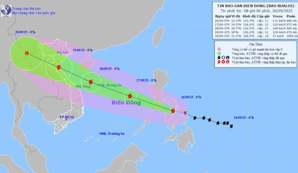 Tin mới nhất bão Bualoi: Tốc độ nhanh khó hiểu, có thể đổi hướng khi vào biển Bắc Trung Bộ