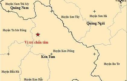 Quảng Nam và Kon Tum tiếp tục xảy ra nhiều trận động đất