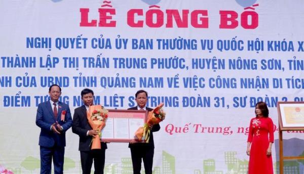Công bố quyết định thành lập thị trấn Trung Phước