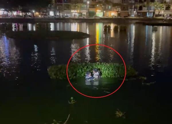 Bị bạn nhậu thách thức, người đàn ông nhảy xuống hồ ở trung tâm Đà Nẵng