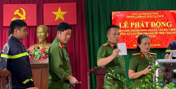 Công an các đơn vị, địa phương ở tỉnh Đắk Nông tiếp tục quyên góp, ủng hộ đồng bào bị thiệt hại do bão số 3