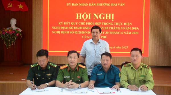 4 lực lượng Quân sự, Công an, Biên phòng và Kiểm lâm phường Hải Vân ký kết quy chế phối hợp